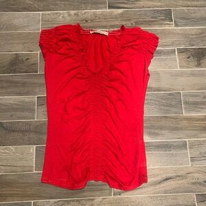 Women's Red Ruched V-NeckTop